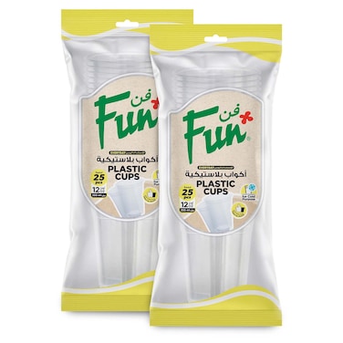 Fun Clear Plastic Cup 12oz 50 PCS, Pack of 2