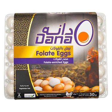 Dana Folate Enriched White Eggs, 30 PCS