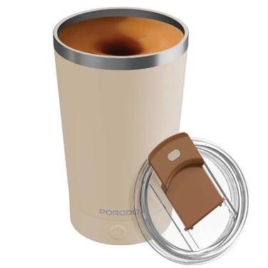 Porodo Automatic Magnetic Stirring Mug, 400ml, Cream