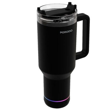 Porodo HydroTunes Bluetooth Speaker Tumbler, 1.2L, Black