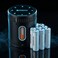 Powerology علبة شحن ذكية Neon للبطاريات مع 8 بطاريات AA قابلة لإعادة الشحن، شحن سريع USB-C، شاشة LED، شاحن 8 فتحات لبطاريات AA/AAA، قدرة 3600mWh، حماية أمان ومساحة تخزين مدمجة