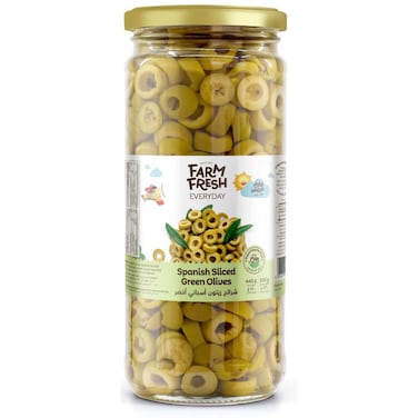 زيتون أخضر إسباني طازج مقطع إلى شرائح، 440 غرام