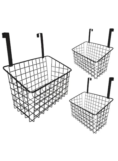 3Pcs Basket metal door-hung organiser kitchen hanging shelf