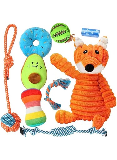 Masroo 9 Pack Luxury Puppy Toys for Teething Small Dogs, Puppy Chew Toys with Cute Squeaky Dog Toys, Ball and More Rope Dog Chew Toys