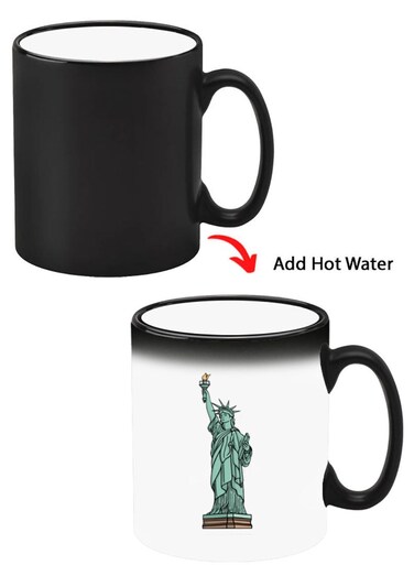 Color Changing Heat Sensitive Ceramic Mug, Image Revealed When HOT Liquid is Added! Statue of liberty