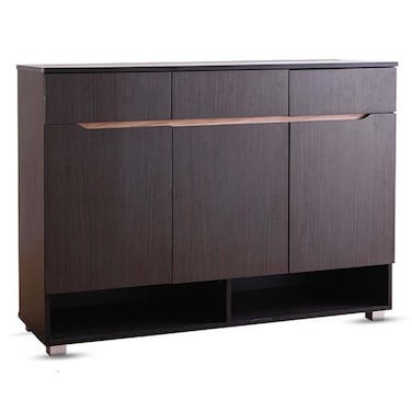 بيل  خزانة أحذية بثلاثة أبواب وثلاثة أدراج - تسع لـ 22 زوجًا - ونج/بلوط