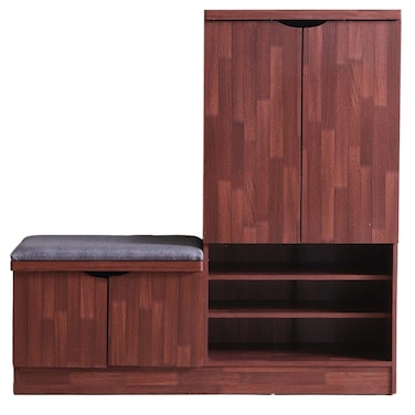 Alegra 2 Door Shoe Rack with Seating - Oak - 23 Pairs