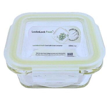 LocknLock Fresh Oven Safe Glass Square Container, 160ml