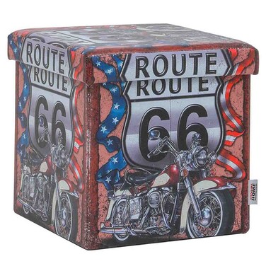 Route 38X38X37.5 Folding Storage Ottoman - Red/White