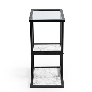 كارارا  طاولة جانبية - زجاج/أسود