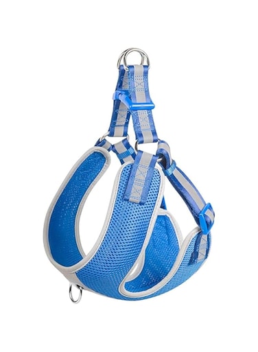 Fida reflective tq adjustable dog harness, lightweight soft mesh medium blue