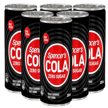 Spencers Zero Sugar Cola Flavoured Soft Drink 300ml, Pack of 6