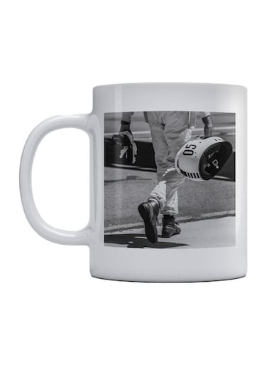Race Car Driver Printed Mug White/Black/Grey