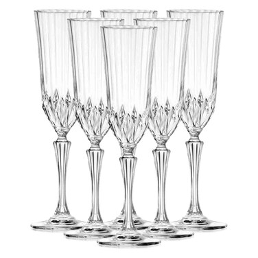 آر سي آر أداجيو فلوت طقم كؤوس ، سعة 18 سنتيلتر، 6 قطع
