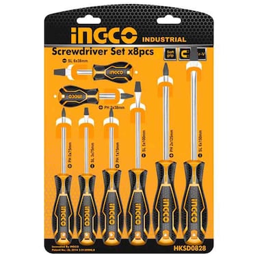 Ingco Industrial Screwdriver Set Precision-Engineered Fastening, 8 PCS