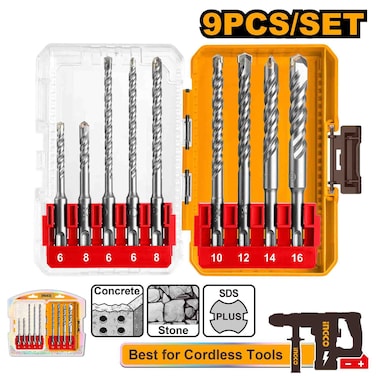 Ingco 9-Piece Sds Plus Hammer Drill Bit Set (AKDL30906)