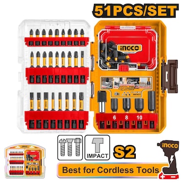 Ingco Industrial Impact Screwdriver Bits Set, 51 PCS
