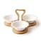 مجموعة تقديم من البورسلين، مع حامل من الخيزران بطول 15 سم، 3 قطع