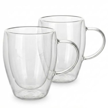 Double Wall Glass With Handle 350ml, 2 PCS