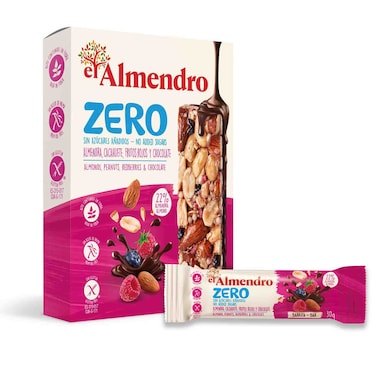 إل ألمندرو زيرو ألواح لوز بالشوكولاتة الداكنة والتوت الأحمر، 120 غرام