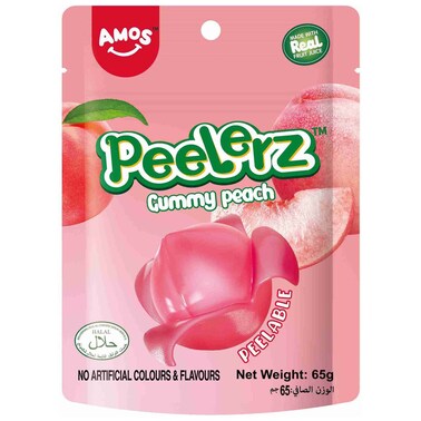 Amos Peelerz Peach Gummy Candy, 65g