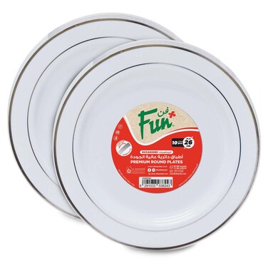 فان أطباق بلاستيكية بحلقة فضية، 10 قطع، حزمة من 2