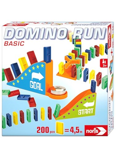 Noris 606062022 Domino Run Basic - Set of 200 Stones and a Ramp for an Impressive Parcour, from 3 Years