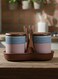 And Twine Dark Pink Ombre Ceramic Spice Jar with Tray Set of 2