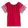 TEX Women Embroidered Sleeve T-Shirt, I282706, Raspberry , S