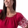 TEX Women Embroidered Sleeve T-Shirt, I282706, Raspberry , S