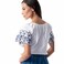 TEX Women Embroidered Sleeve T-Shirt, I282706, Ecru, L