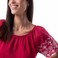TEX Women Embroidered Sleeve T-Shirt, I282706, Raspberry , XL