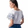 TEX Women Embroidered Sleeve T-Shirt, I282706, Ecru, S