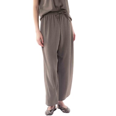 تكس سروال نسائي بقماش انسيابي،  بيج، مقاس كبير