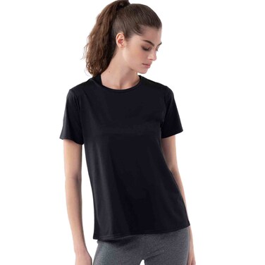 Tex Women Short Sleeve Sport Top, Black 1, Small