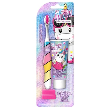 ناتورافيردي مجموعة العناية بالفم للأطفال  فرشاة أسنان ناعمة ومعجون أسنان