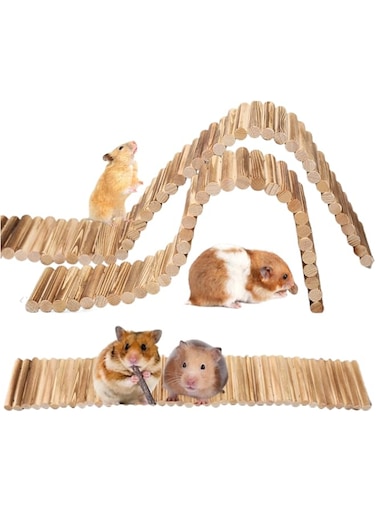 MilyPets Hamster Carbonized Ladder - Mold Resistant Bendable Wooden Climbing Ramp, Heat-Treated Natural Pine for Cage Decoration &amp; Fun Play, Small Animal Playpen for Hamsters/Gerbils/Guinea Pigs