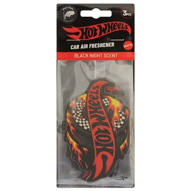 Hot Wheels Car Air Freshener Hanging Black Night, Pack of 3