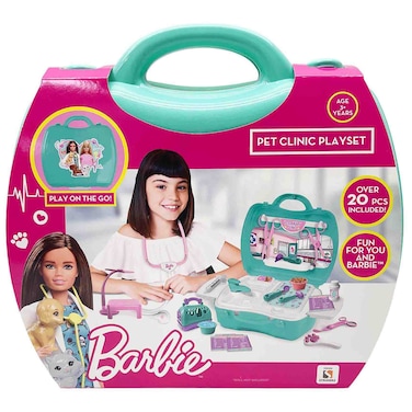 مجموعة باربي المحمولة للعب دور الطبيبة البيطرية في عيادة الحيوانات الأليفة