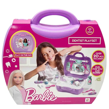 باربي بروفشنال مجموعة لعب عيادة أسنان محمولة للعب دور طبيب الأسنان