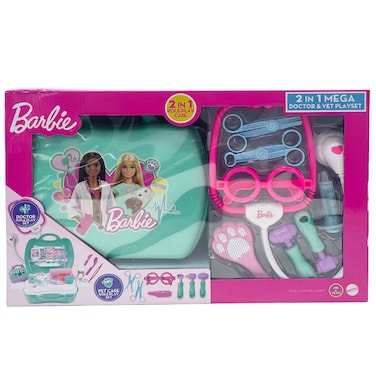 باربي 2 في 1 ميجا مجموعة لعب الأدوار المزدوجة دكتور وطبيبة بيطرية