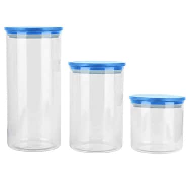 بوروسيليكات مجموعة برطمانات دائرية من زجاج الخالي من مادة بي بي أي، 3 قطع بي سي أي