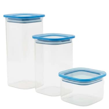 بوروسيليكات مجموعة برطمانات مربعة من زجاج الخالي من مادة بي بي أي، 3 قطع