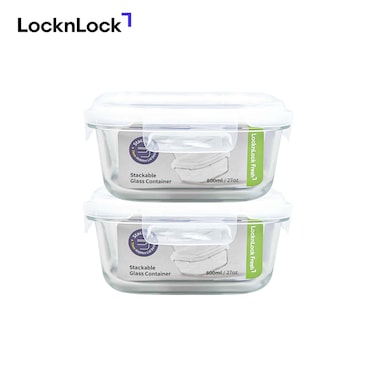 LocknLock Stackable Glass Container Set 800ml, 2 PCS