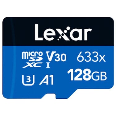 ليكسار بطاقة ذاكرة  مايكرو إس دي إكس سي يو إتش إس-آي في 30 إيه 1 633 إكس بسعة 128 جيجابايت مع محول إس دي