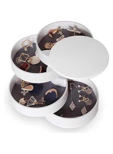 Tazweeq Jewelry Organizer, Small Jewelry Organizer, Women&#39;s Earring Holder, 5 Tier Rotating Travel Jewelry Tray Box, Jewelry Accessory Tray