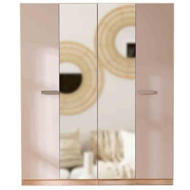 Cardano 4 Door Wardrobe With 2 Mirrors-Natural Oak/Champagne