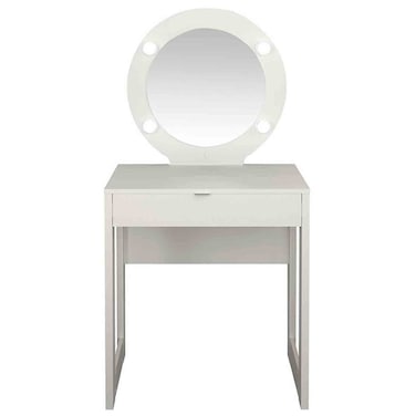 إلدون طاولة تزيين مع مرآة ودرج - أبيض