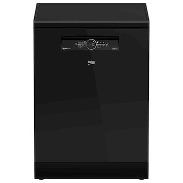 Beko 15 Place Setting Freestanding Dishwasher, BDFN26560GBP, Black Glass