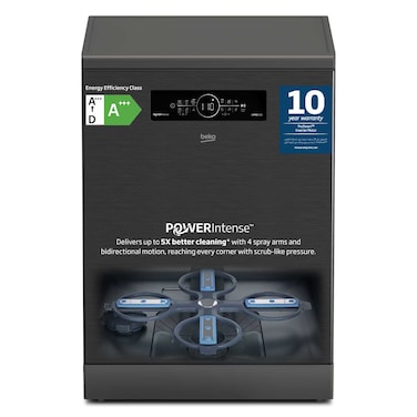 Beko Dishwasher 15 Place Settings, 11 Programs, 3 Racks, BDFN36541DAWP(Dark)